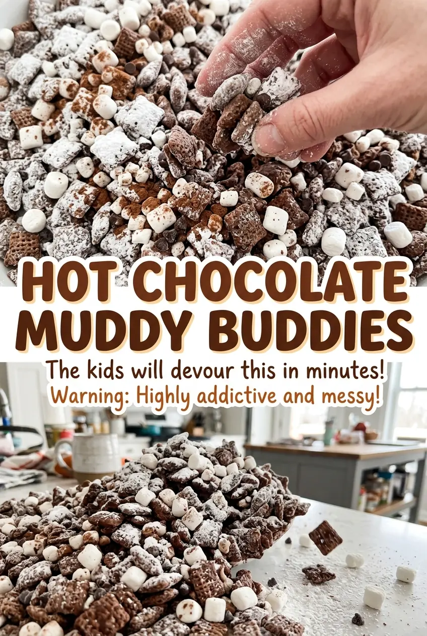Hot Chocolate Muddy Buddies chocolate-coated cereal