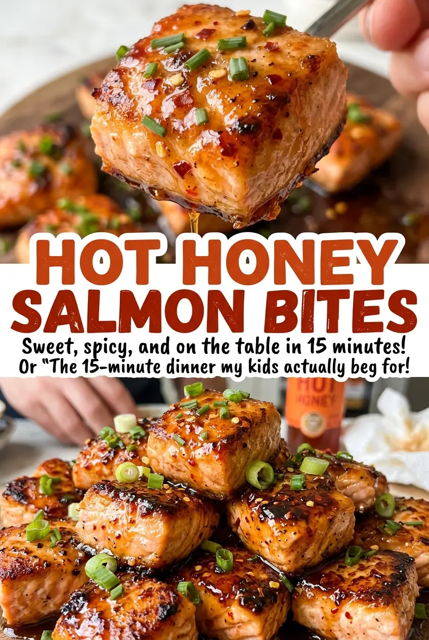 Hot Honey Salmon Bites glossy spicy salmon
