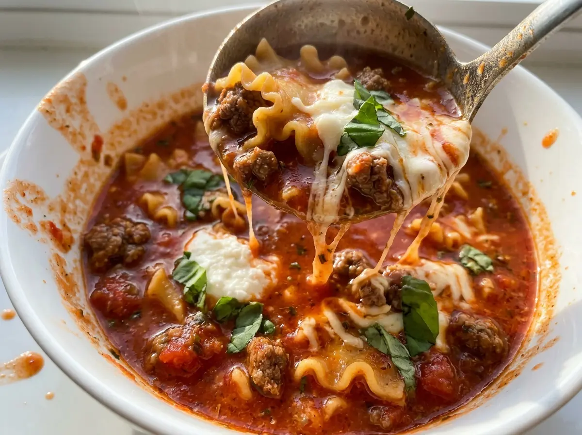 Instant Pot Lasagna Soup tomato-rich cheesy bowls