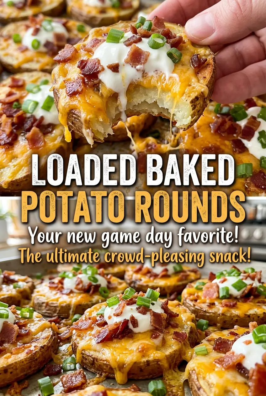 Loaded Baked Potato Rounds with cheesy bacon topping