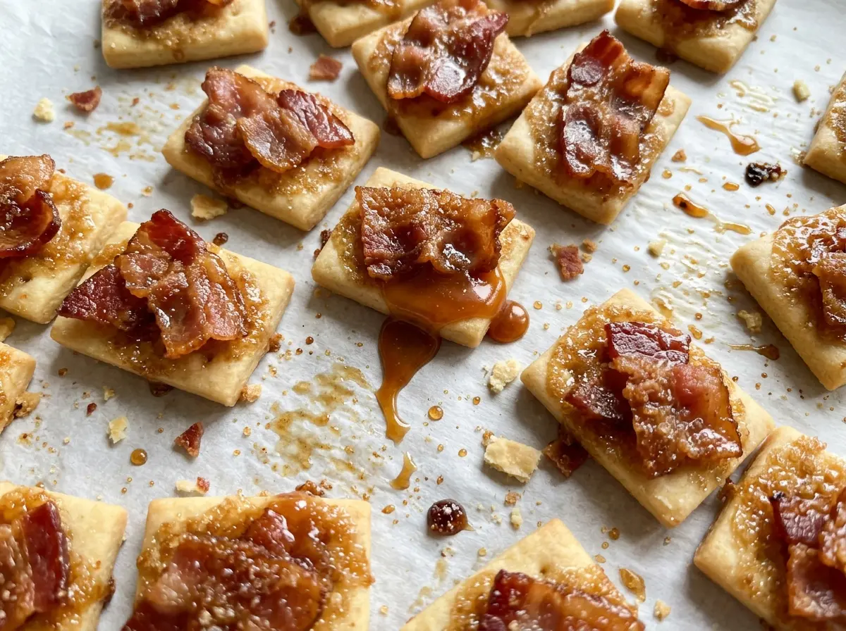 Maple Caramel Bacon Crack Bites glossy crisp squares