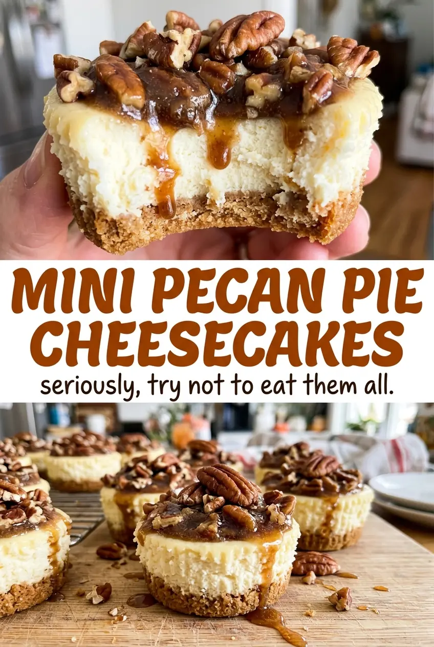 Mini Pecan Pie Cheesecakes chilled caramel pecan cups
