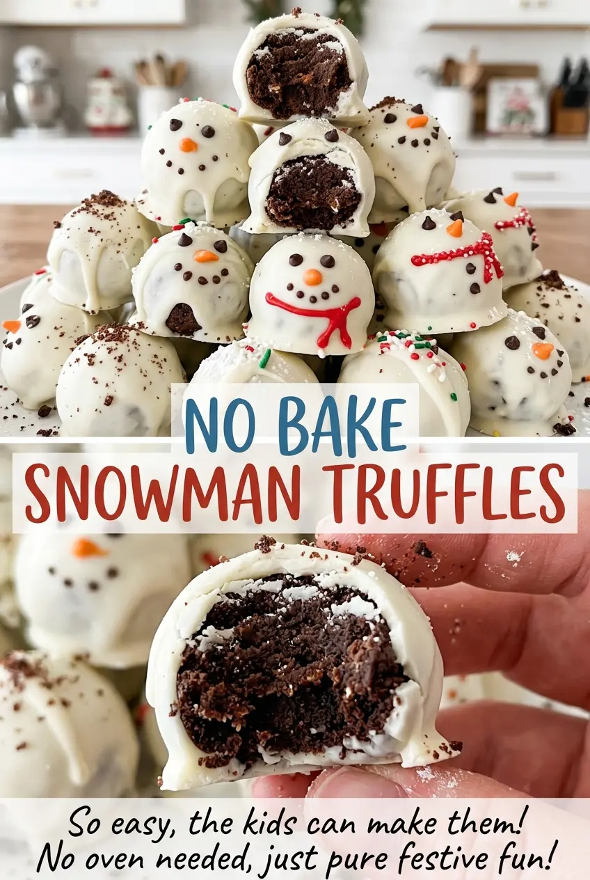 No Bake Snowman Truffles playful chocolate details