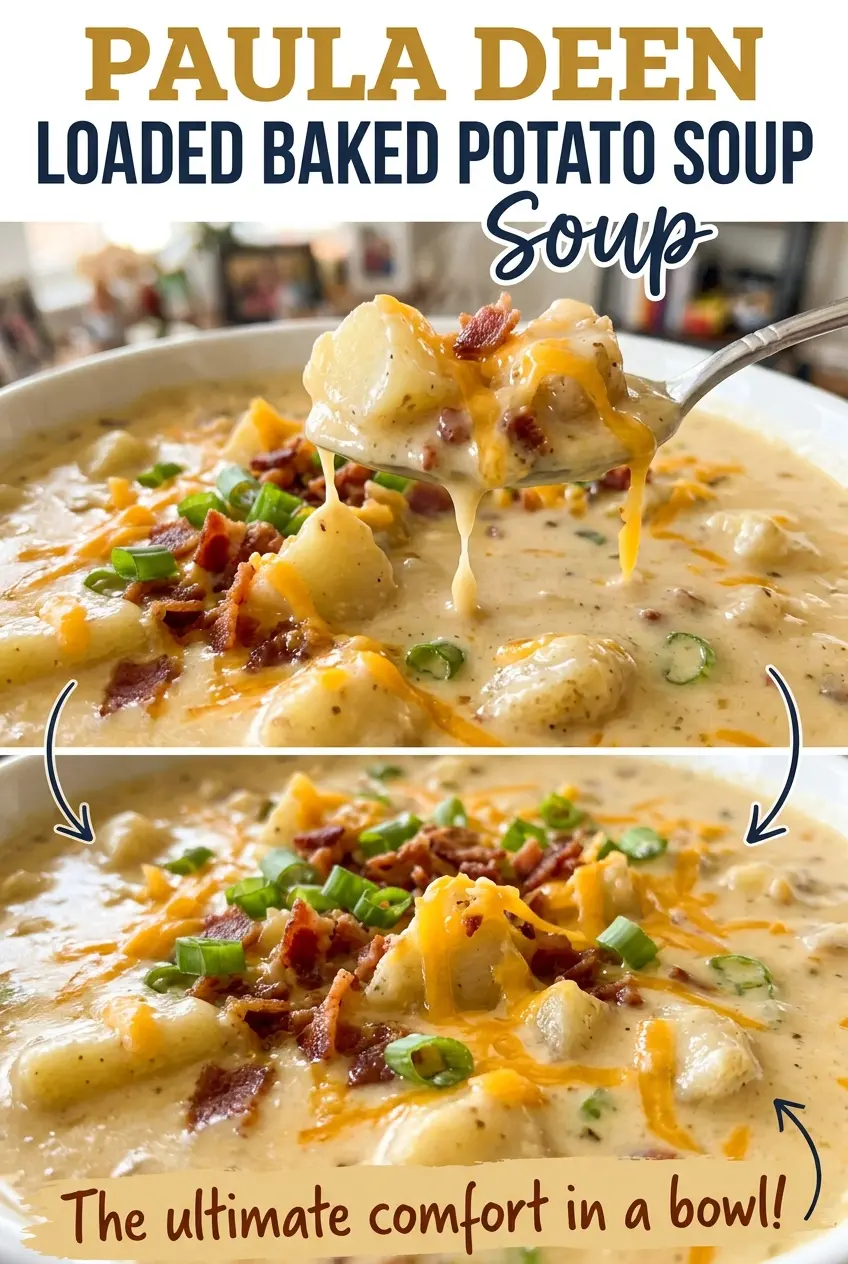 Paula Deen Loaded Baked Potato Soup bacon cheddar topped