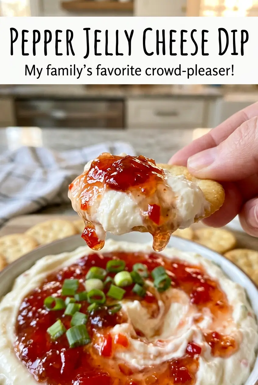 Pepper Jelly Cheese Dip glossy pepper topping