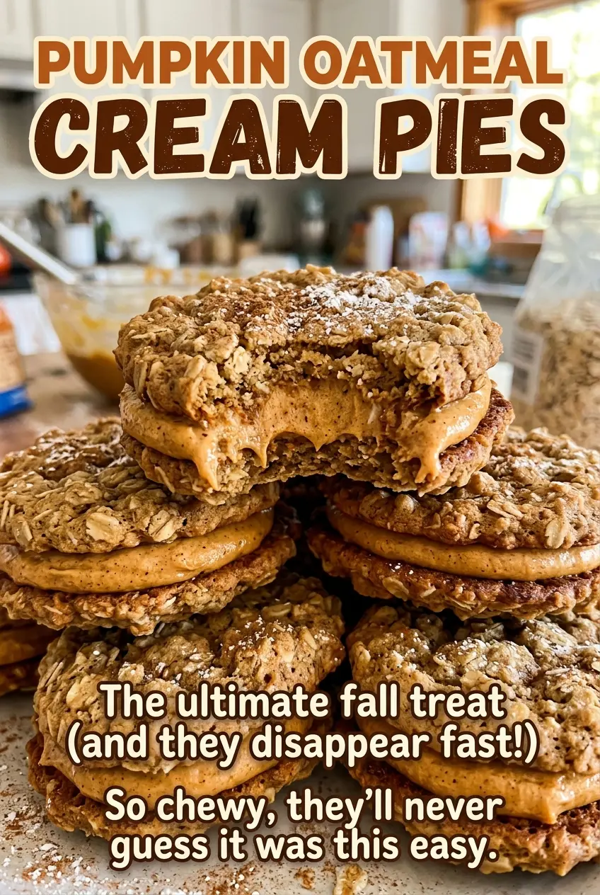 Pumpkin Oatmeal Cream Pies chewy oatmeal sandwiches