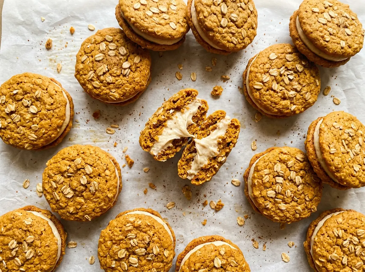 Pumpkin Oatmeal Cream Pies soft spiced cookies