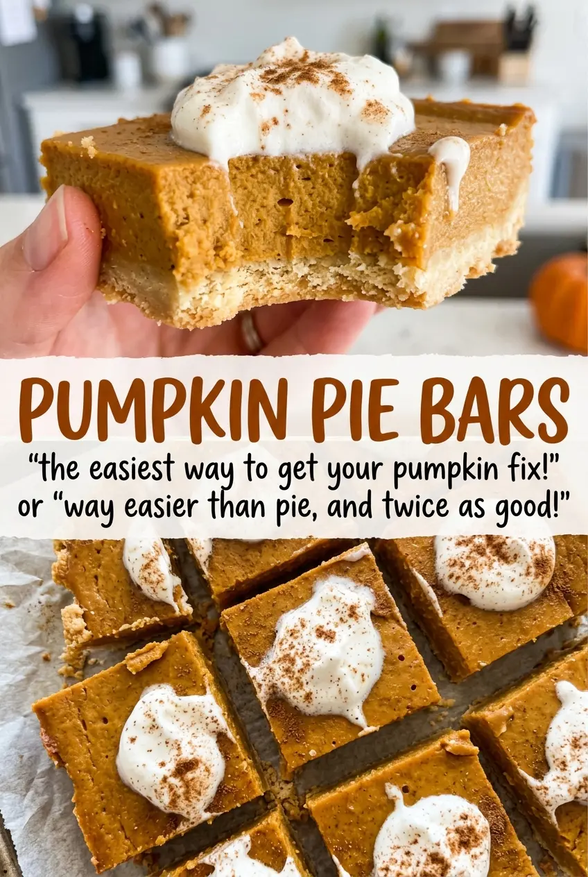 Pumpkin Pie Bars with spiced custard filling