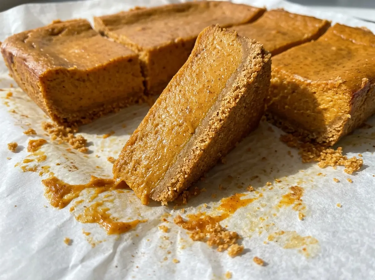 Pumpkin Pie Bars with spiced custard filling