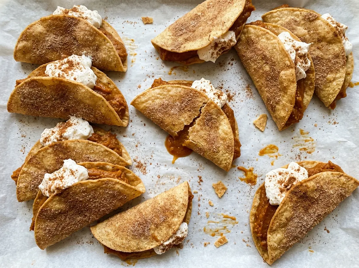 Pumpkin Pie Tacos crisp cinnamon shells