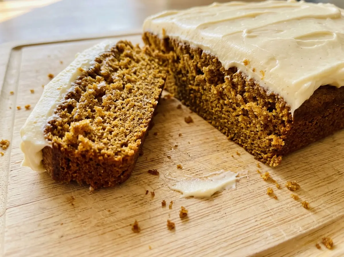 Pumpkin sheet cake with cream cheese frosting, soft spiced crumb