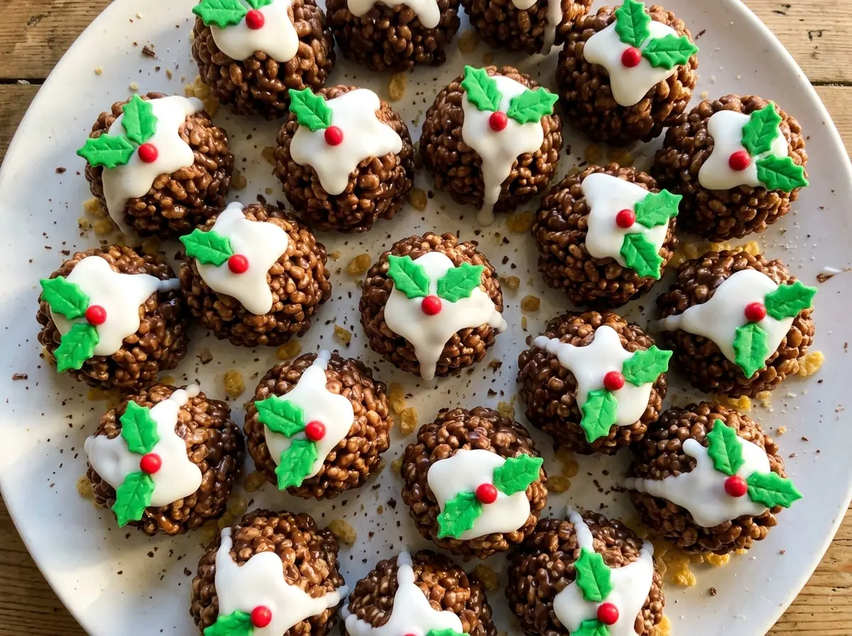 Rice Krispie Christmas Puddings chocolatey festive treats