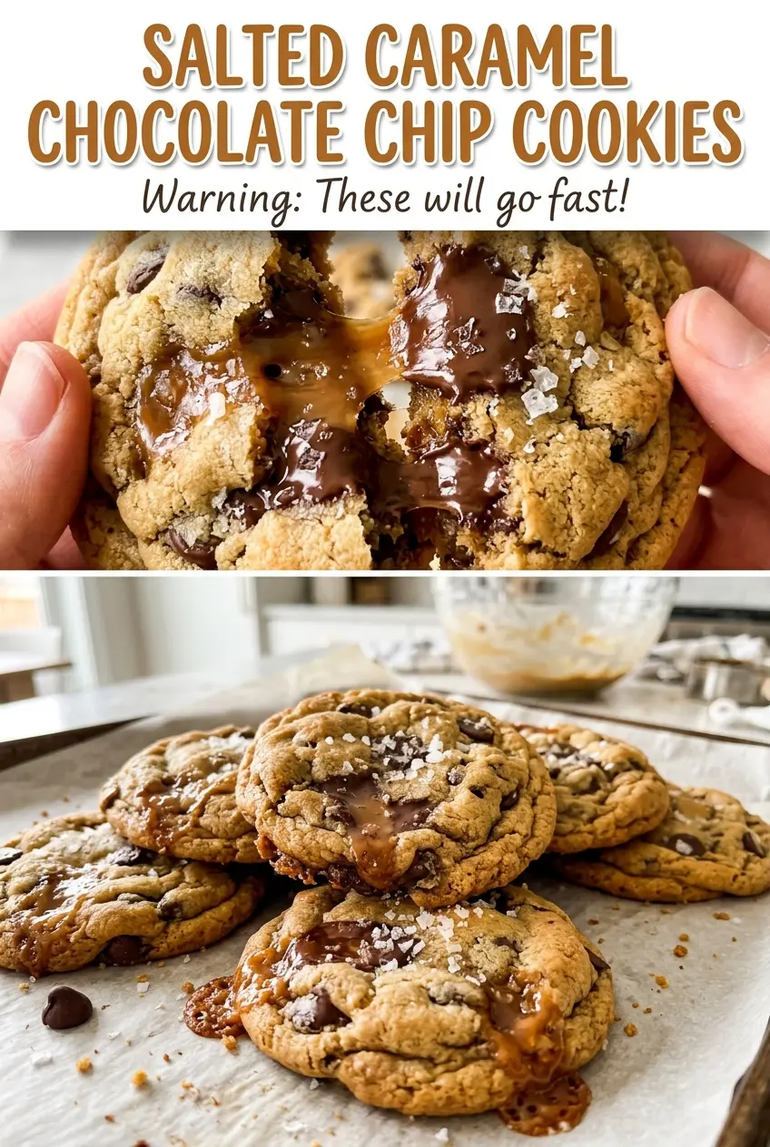 Salted Caramel Chocolate Chip Cookies golden edges