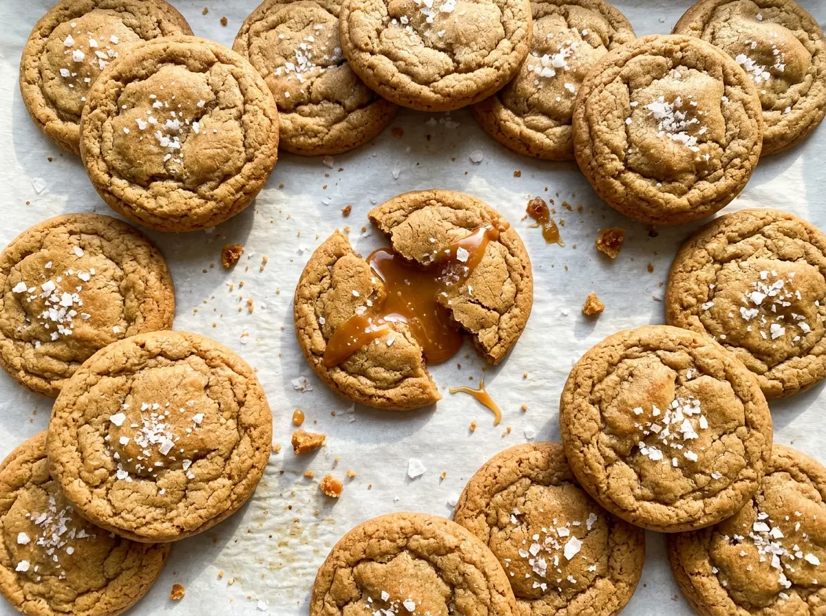 Salted Caramel Cookies golden edges soft centers