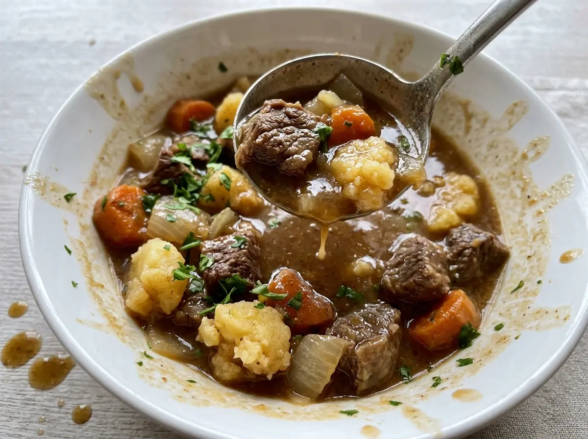 Scottish Beef Stew with tender beef and root vegetables