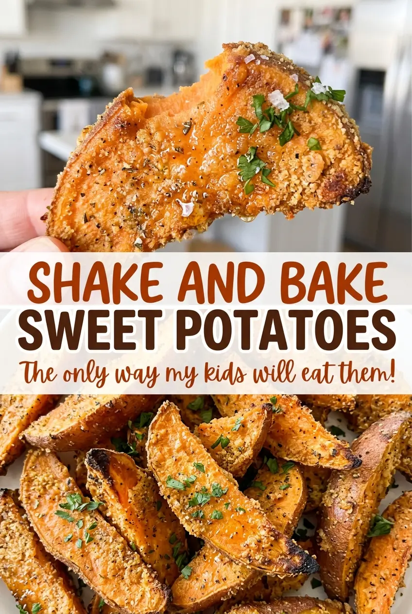 Shake and Bake Sweet Potatoes savory golden wedges