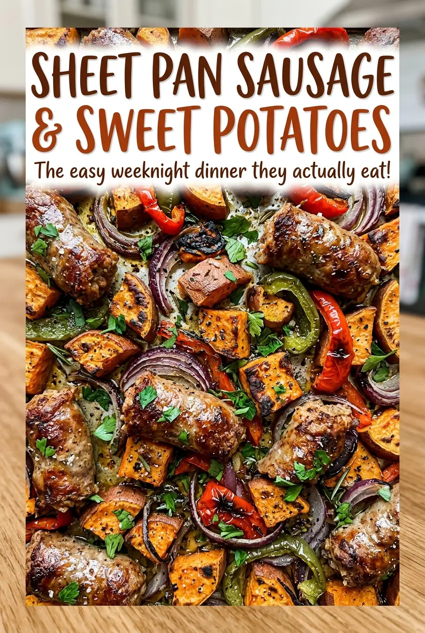 Sheet Pan Sausage and Sweet Potatoes smoky and browned