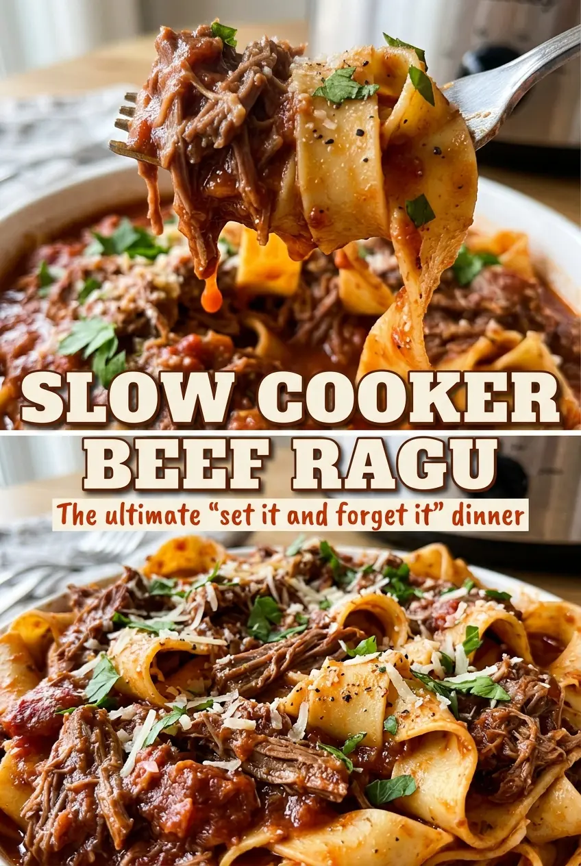 Slow Cooker Beef Ragu with rich tomato sauce