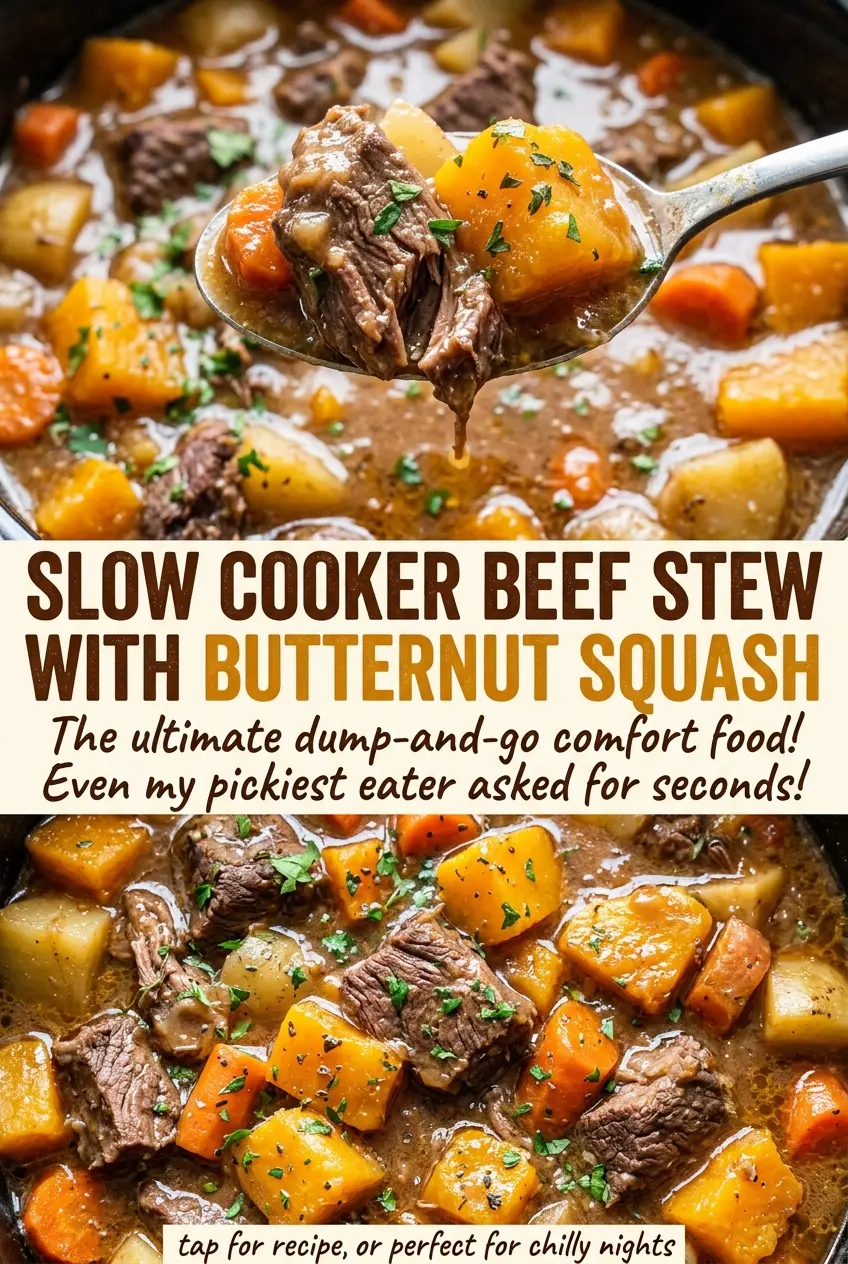 Slow Cooker Beef Stew with Butternut Squash rustic hearty stew