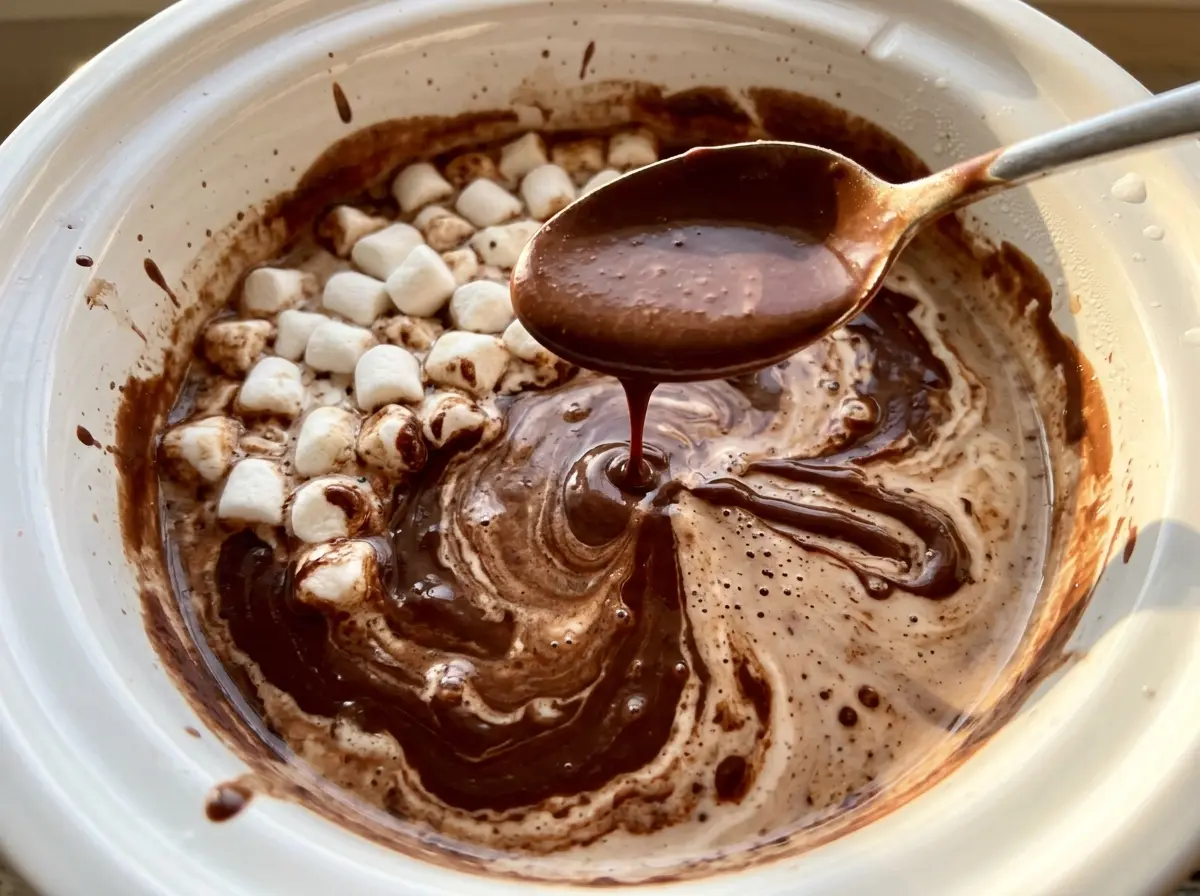 Slow Cooker Hot Chocolate steaming and creamy