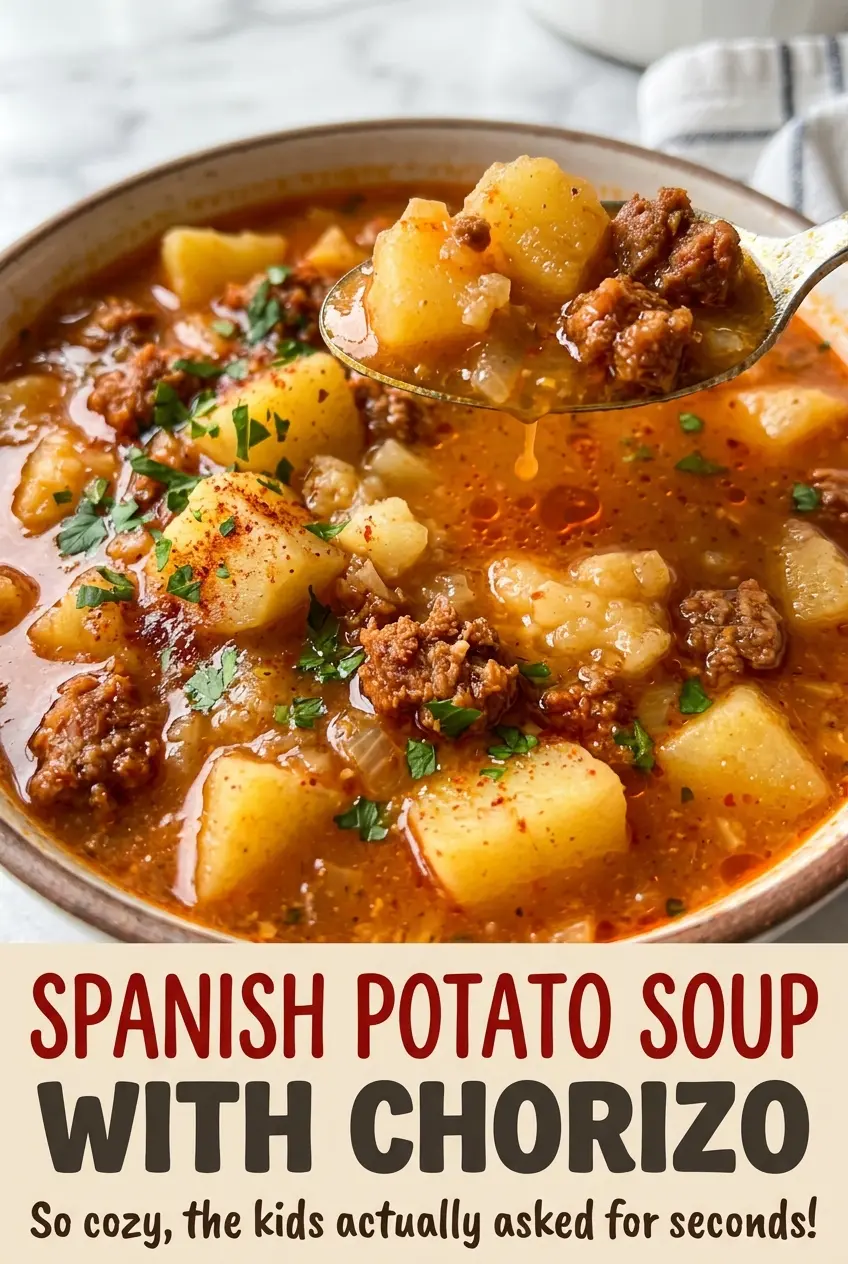 Spanish Potato Soup With Chorizo, hearty smoky soup