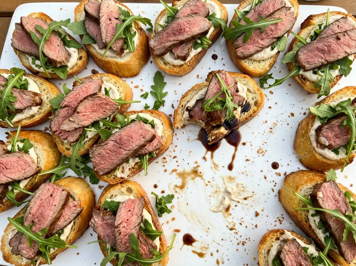 Steak Crostini golden crisp bites