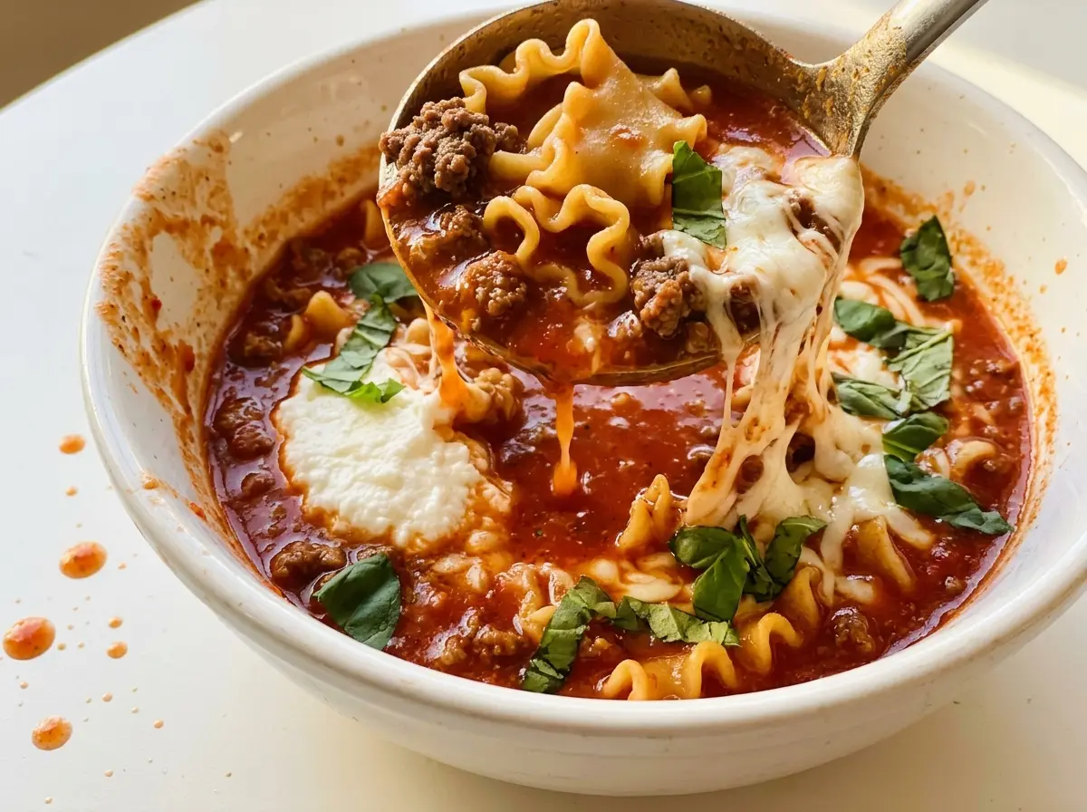 Stovetop lasagna soup rich tomato broth