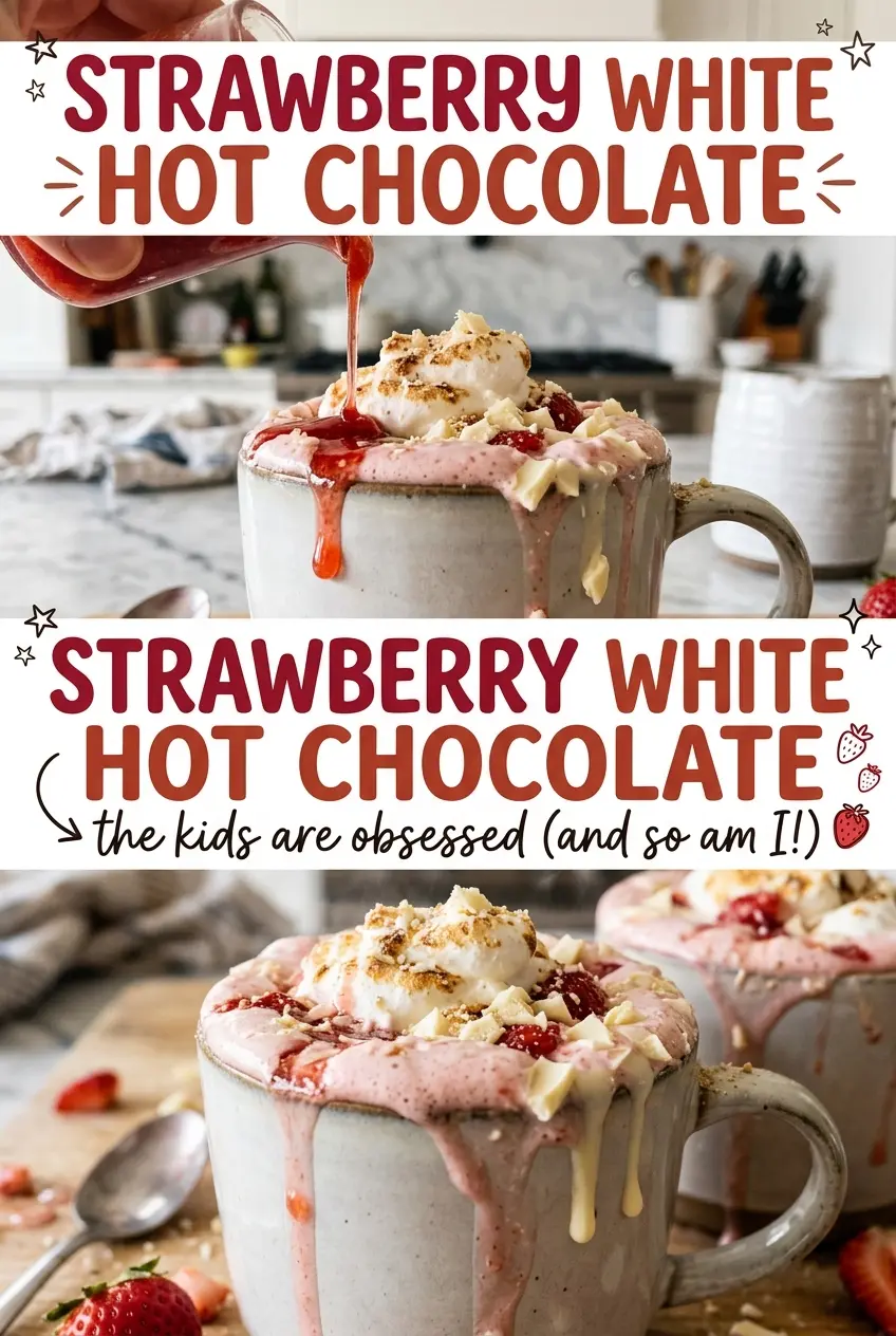 Strawberry White Hot Chocolate silky strawberry drink