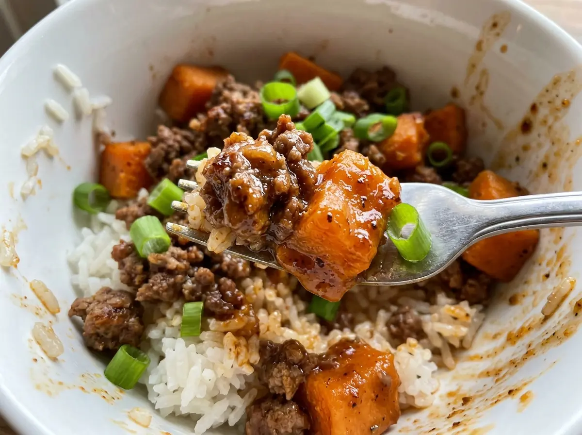Sweet Potato Beef Bowl, colorful and hearty