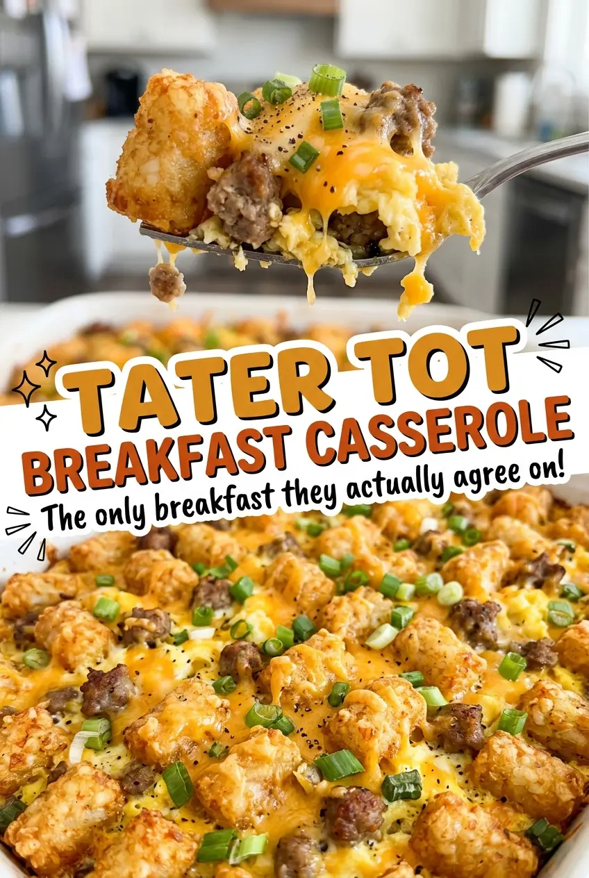 Tater Tot Breakfast Casserole crisp potato topping