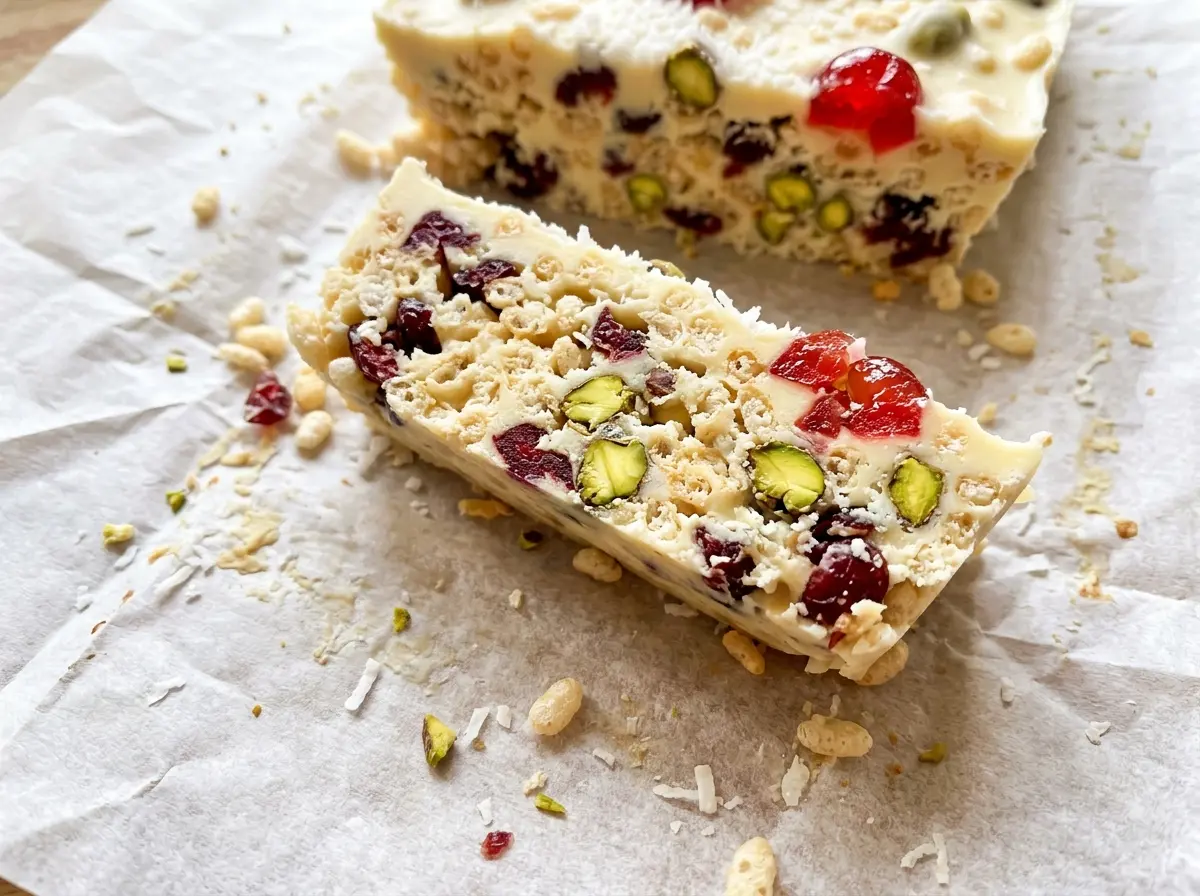 White Christmas Slice cranberry pistachio squares