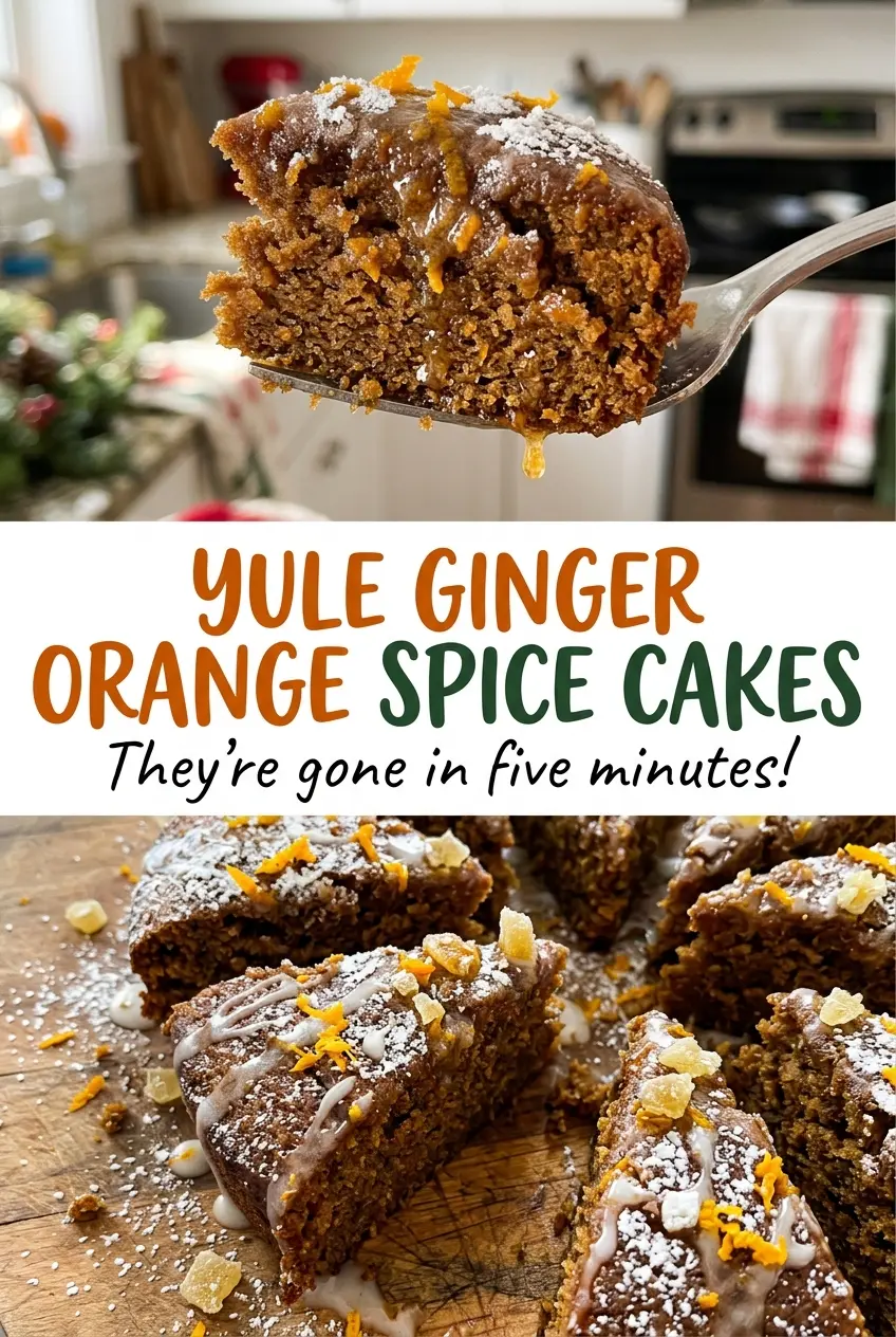Yule Ginger Orange Spice Cakes with soft ginger crumb