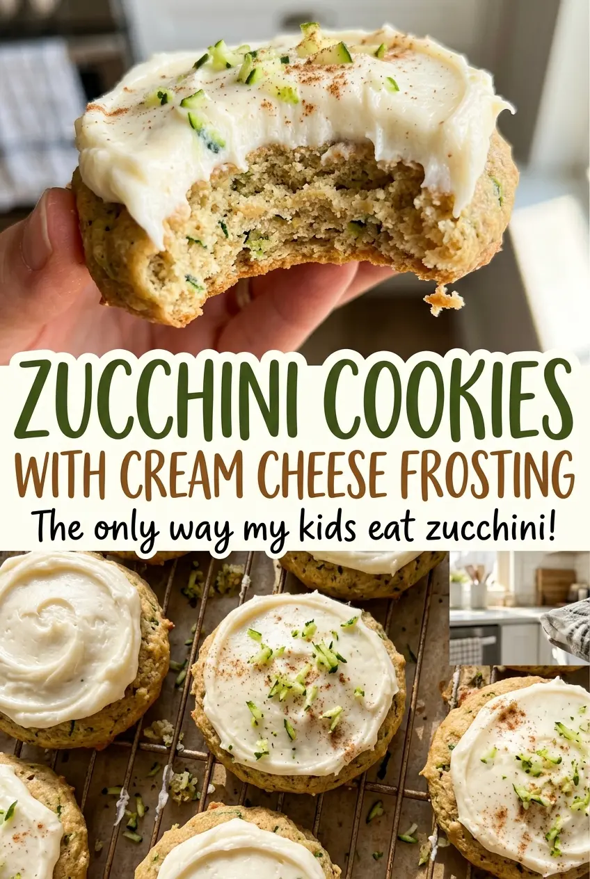 Zucchini Cookies with Cream Cheese Frosting, soft and cinnamon-spiced