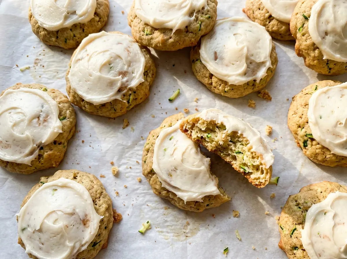 Zucchini Cookies with Cream Cheese Frosting, soft and cinnamon-spiced